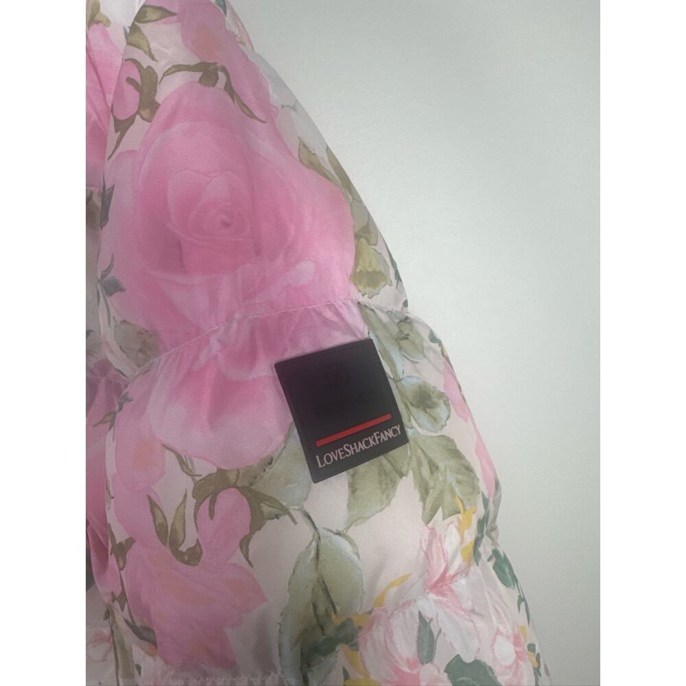 LoveShackFancy Raissa Fire+Ice Floral Puffer Jacket – White & Pink, US 10 - Picture 4 of 11
